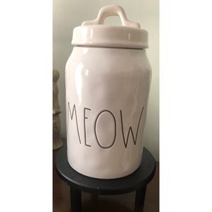 Rae Dunn Meow canister with dimples